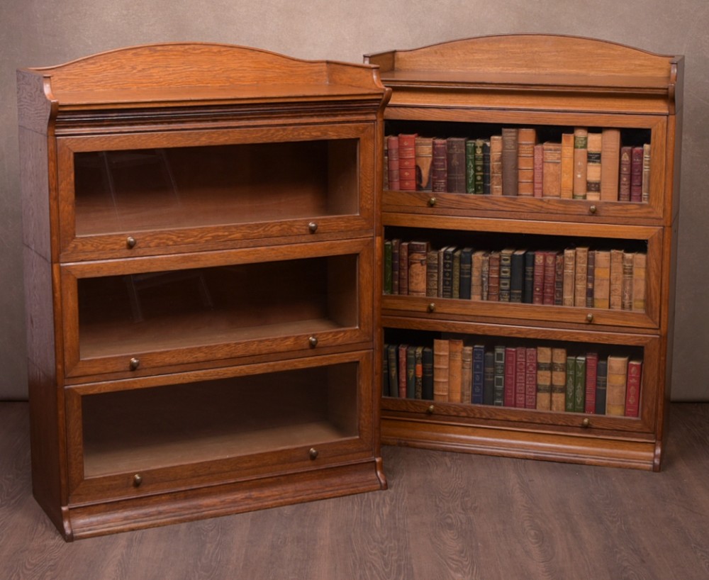 Near pair of sectional lawyers bookcases 