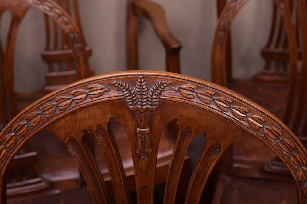 Set of 8 Carved Mahogany Dining Chairs  View II