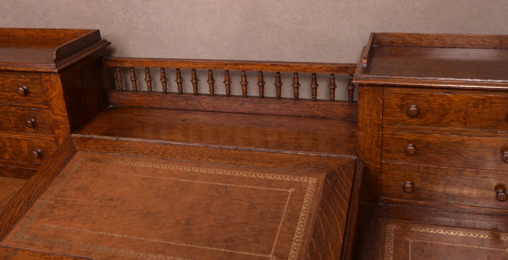 Quality Victorian Oak pedestal Dickons Desk  View III