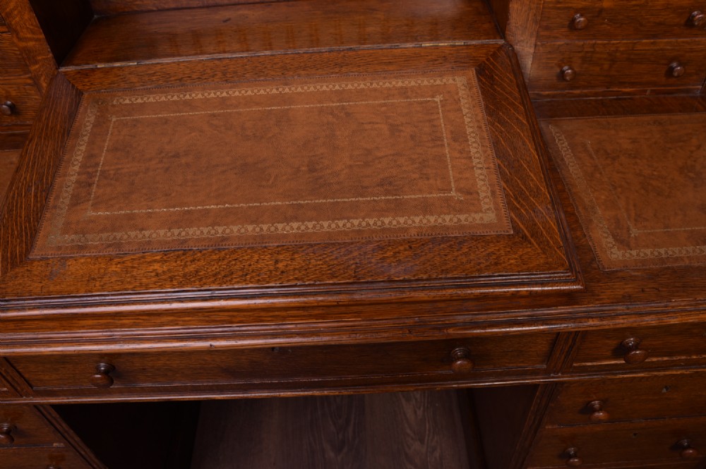 Quality Victorian Oak pedestal Dickons Desk  View IV
