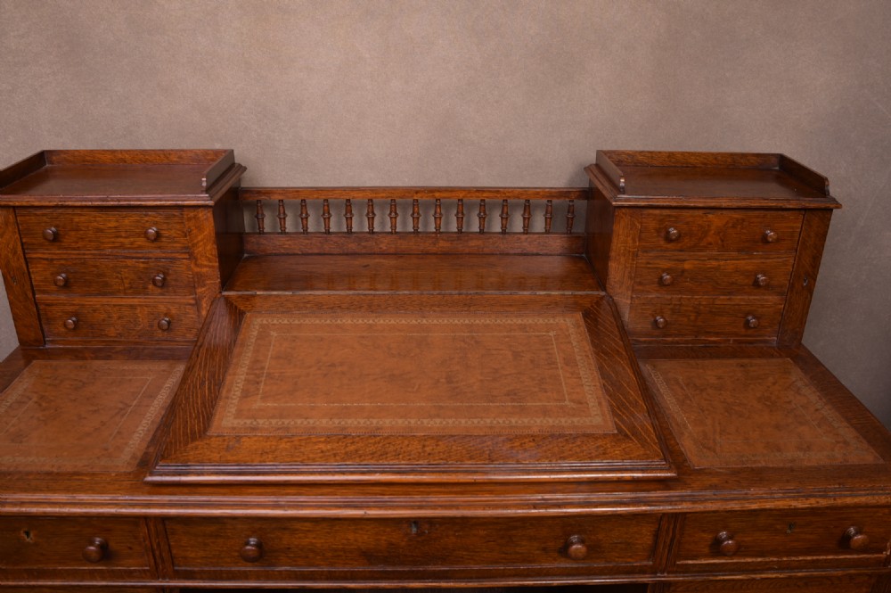 Quality Victorian Oak pedestal Dickons Desk  View XV
