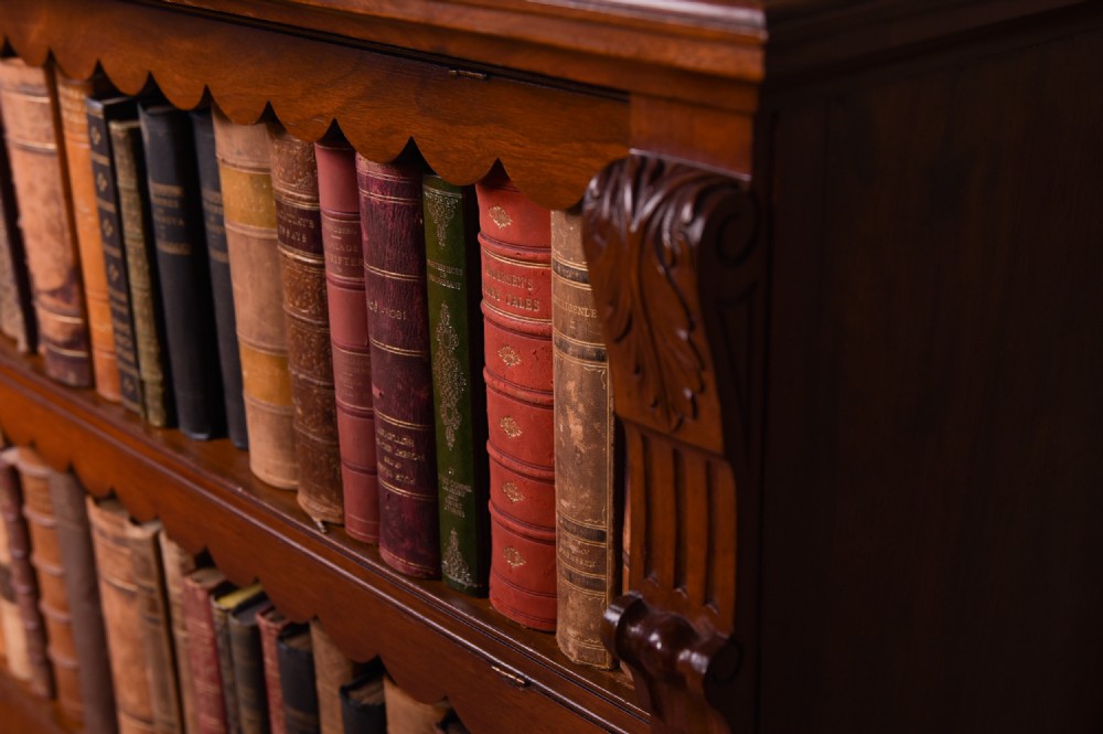 Neat Edwardian red walnut Book case  View III