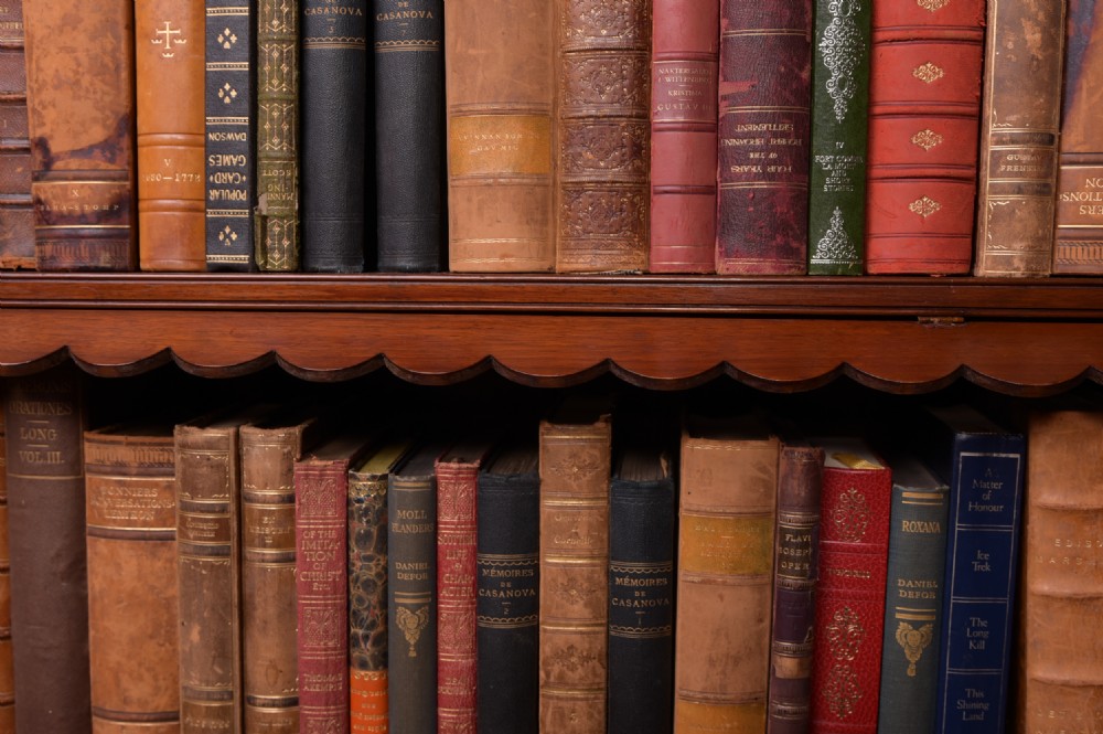 Neat Edwardian red walnut Book case  View VI