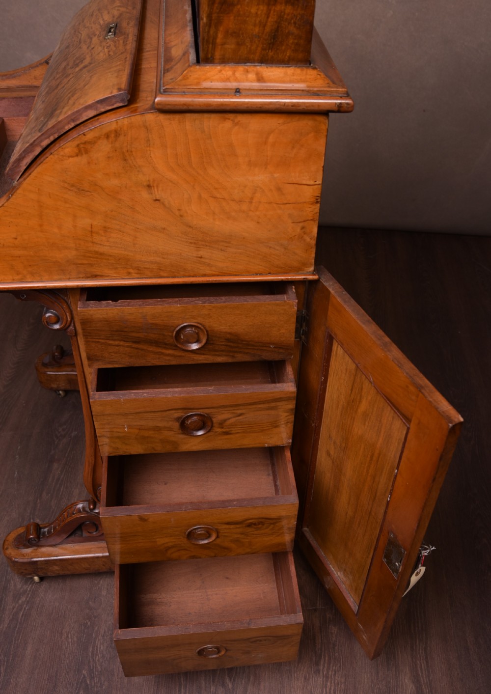 Victorian Walnut piano top pop up Davenport  View XVI