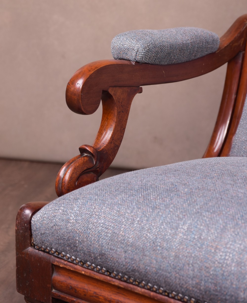 Superb Victorian mahogany reclining arm chair   View VI