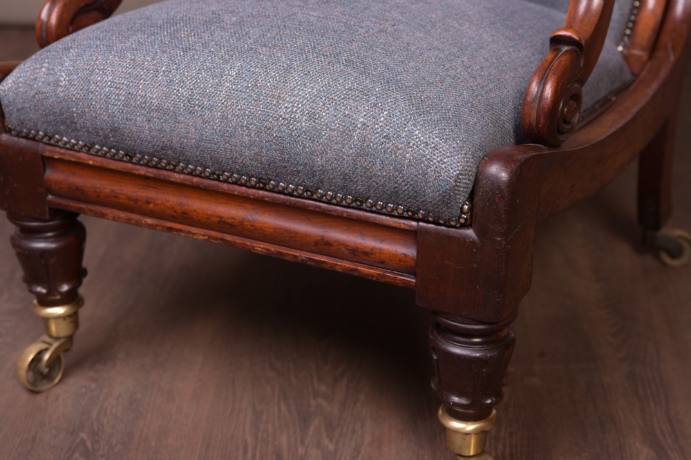Superb Victorian mahogany reclining arm chair   View XIV