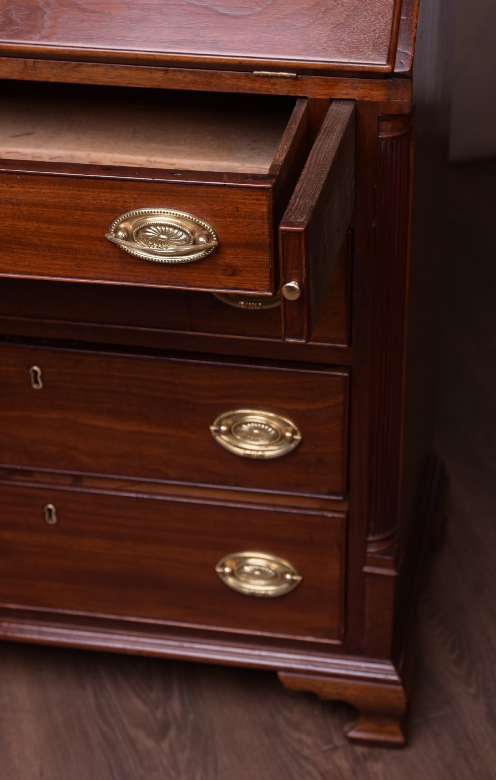 A neat proportioned Georgian Mahogany writing bureau  View IV