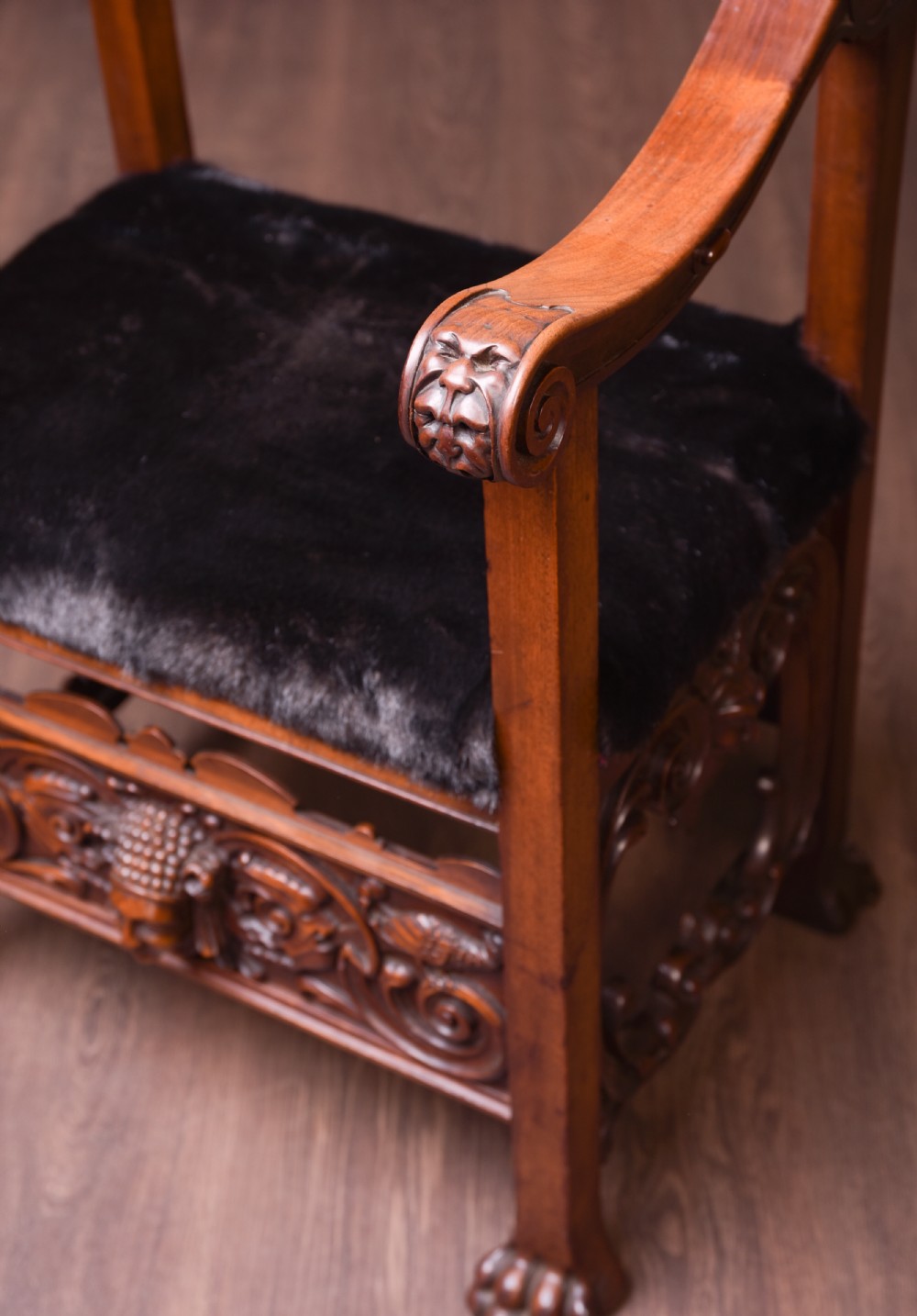 Victorian Carved Walnut Arm Chair  View IV