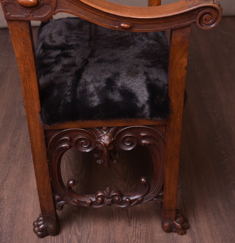 Victorian Carved Walnut Arm Chair  View IX
