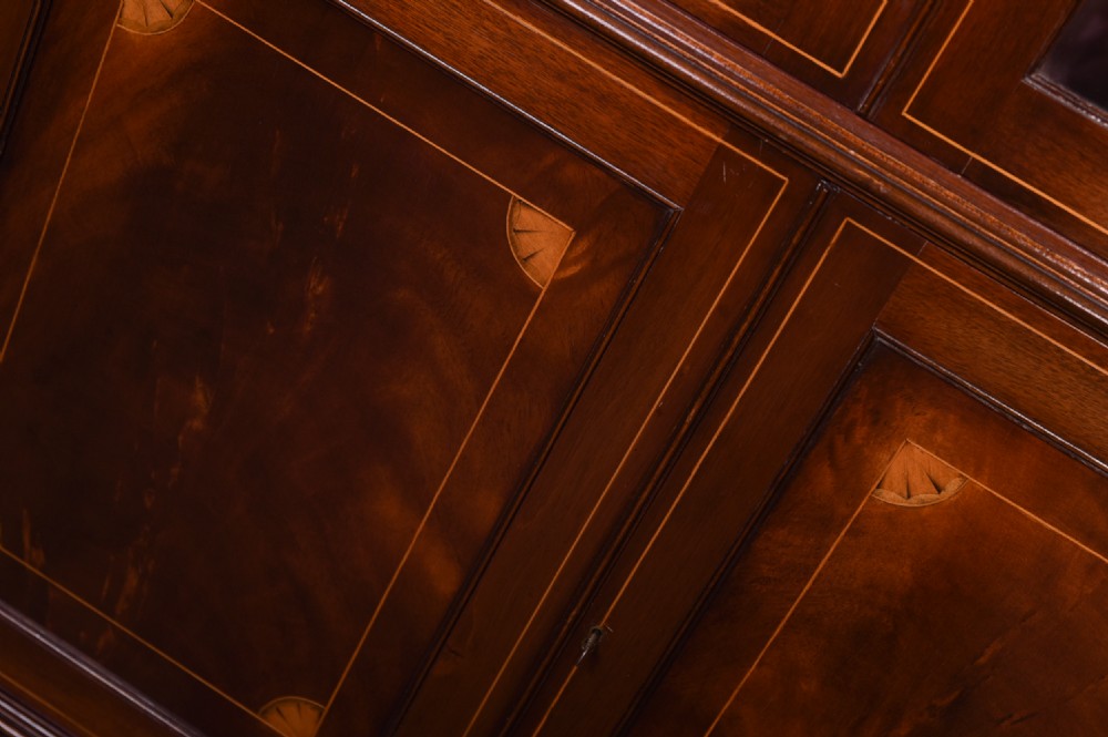 Fabulous over sized Edwardian inlaid mahogany corner cabinet  View II