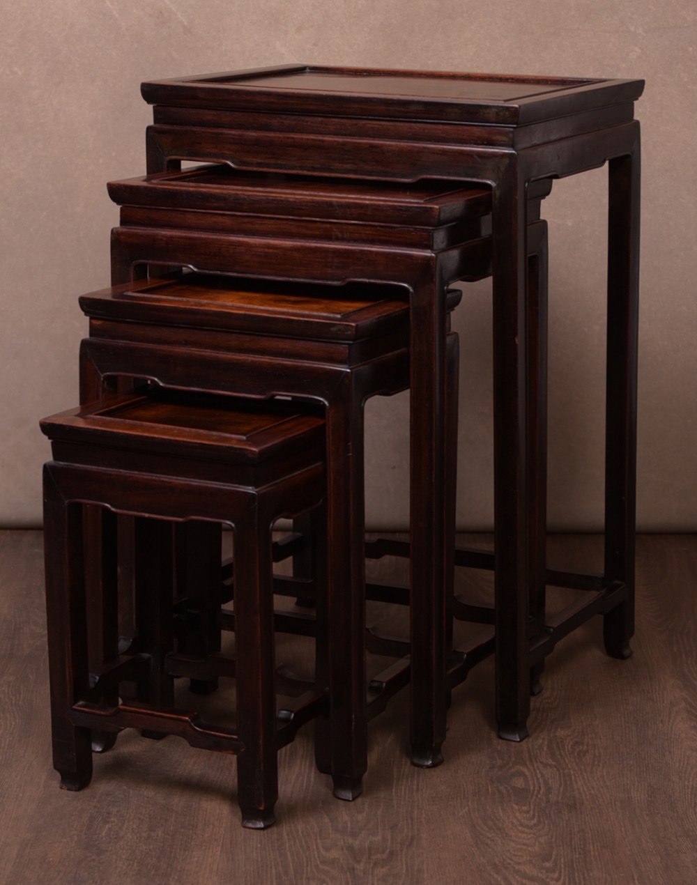 Chinese hardwood nest of 4 tables 