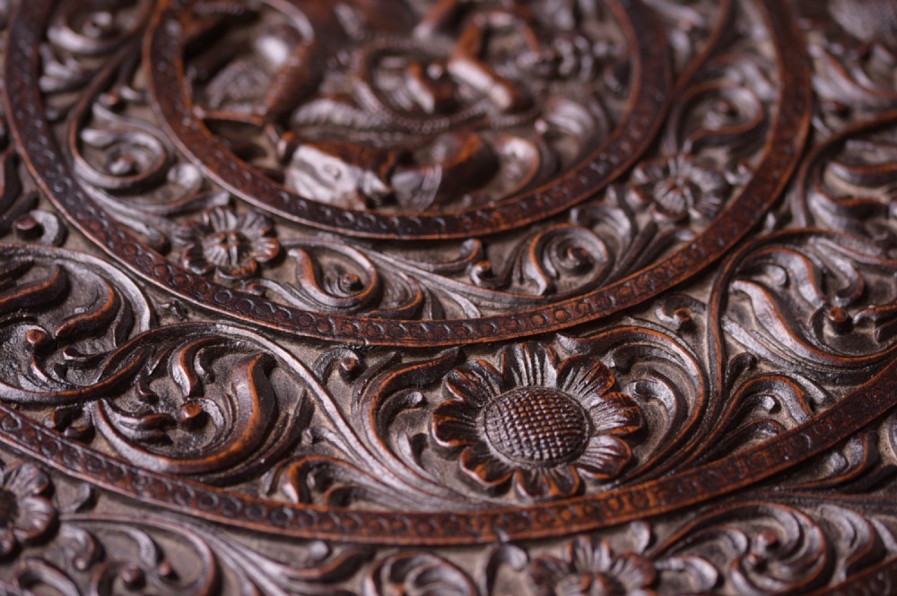 late 19th century Carved indian set of 3 tables View XII