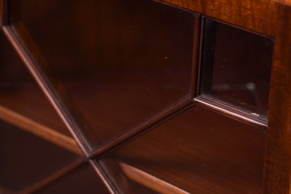 Neat Edwardian Inlaid Mahogany hanging corner cabinet  View V