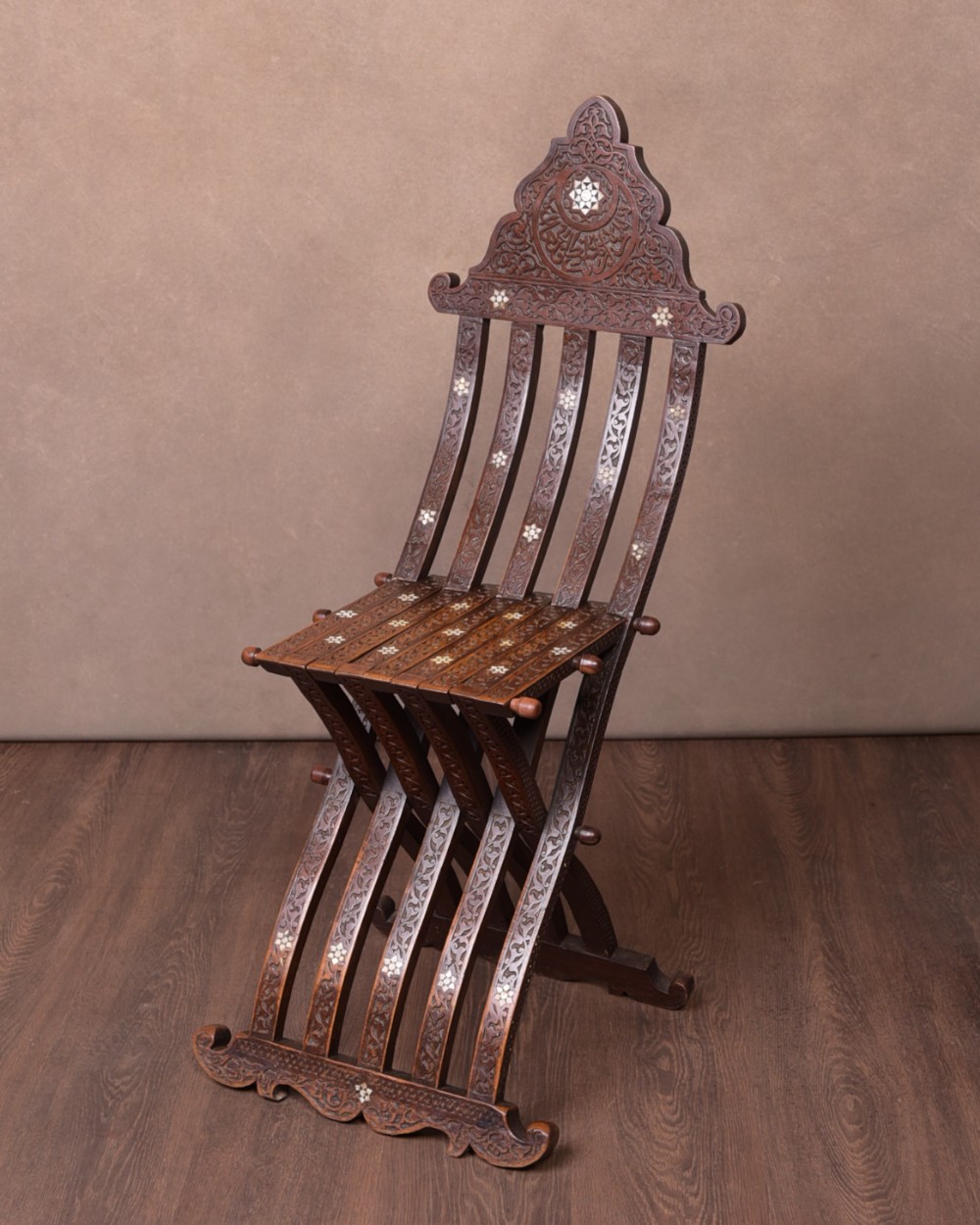 19th century Carved Islamic folding chair 