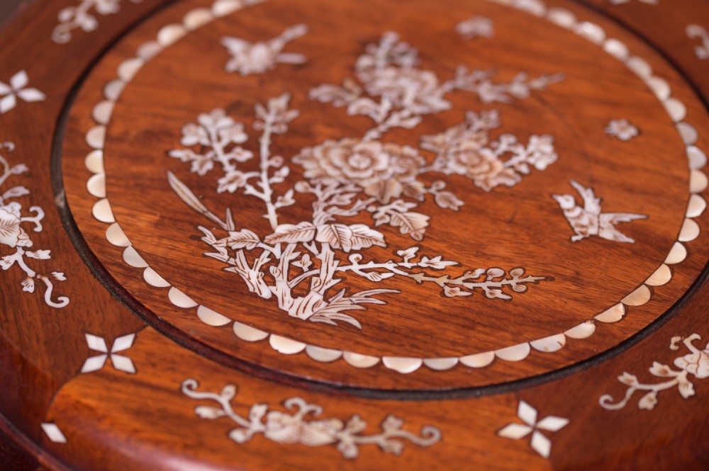 Pair of inlaid Chinese Barrel side tables View V