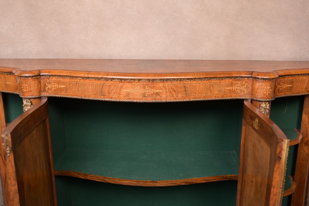 Superb Victorian marquetry inlaid burr walnut 4 door Credenza  View VI