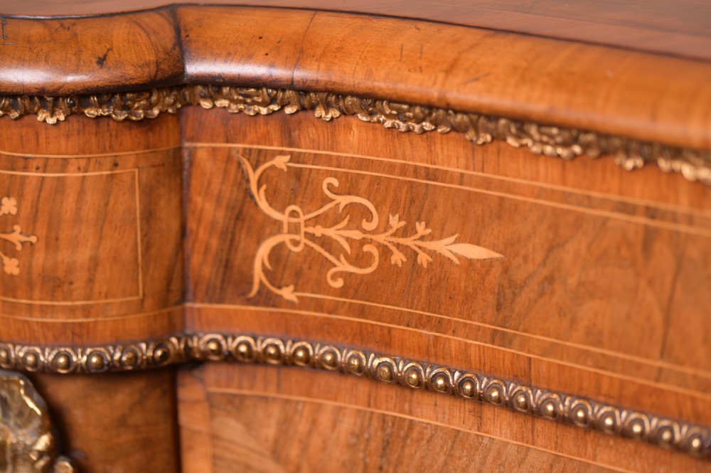 Superb Victorian marquetry inlaid burr walnut 4 door Credenza  View IX