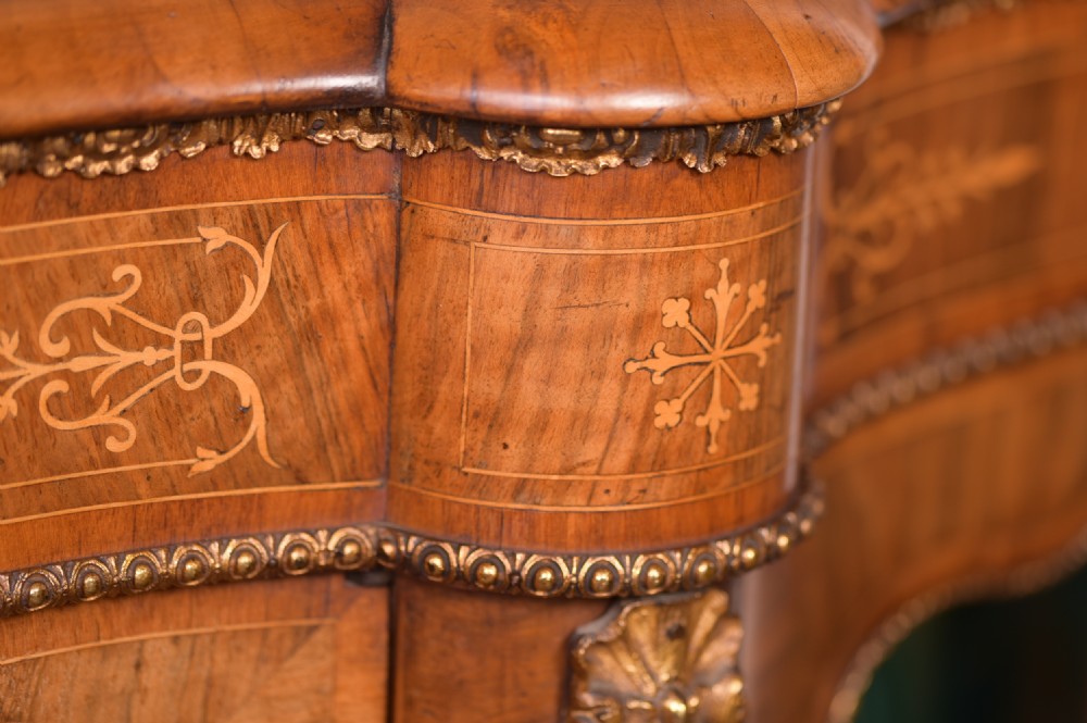 Superb Victorian marquetry inlaid burr walnut 4 door Credenza  View X