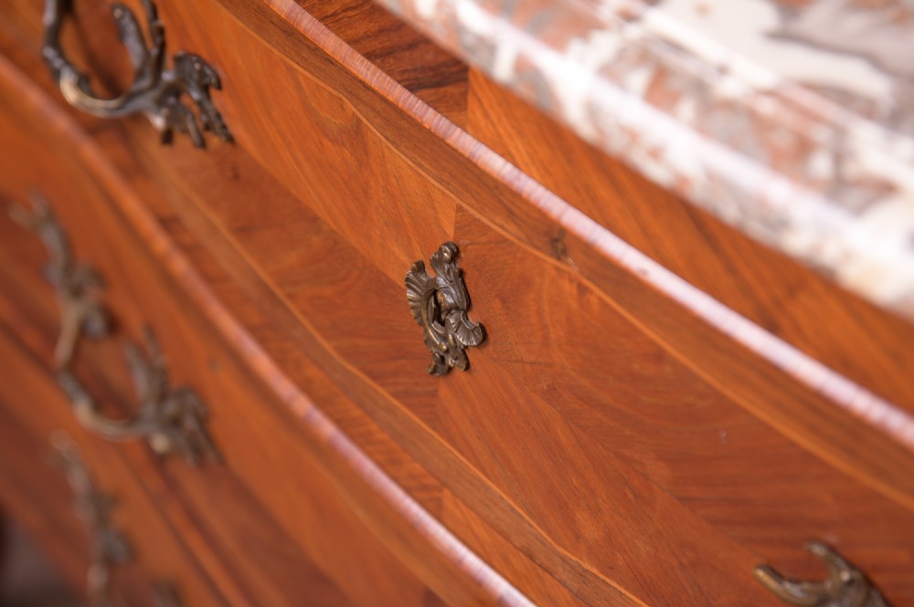 Superb 19th Century serpentine fronted Rosewood marble top Commode Chest View III