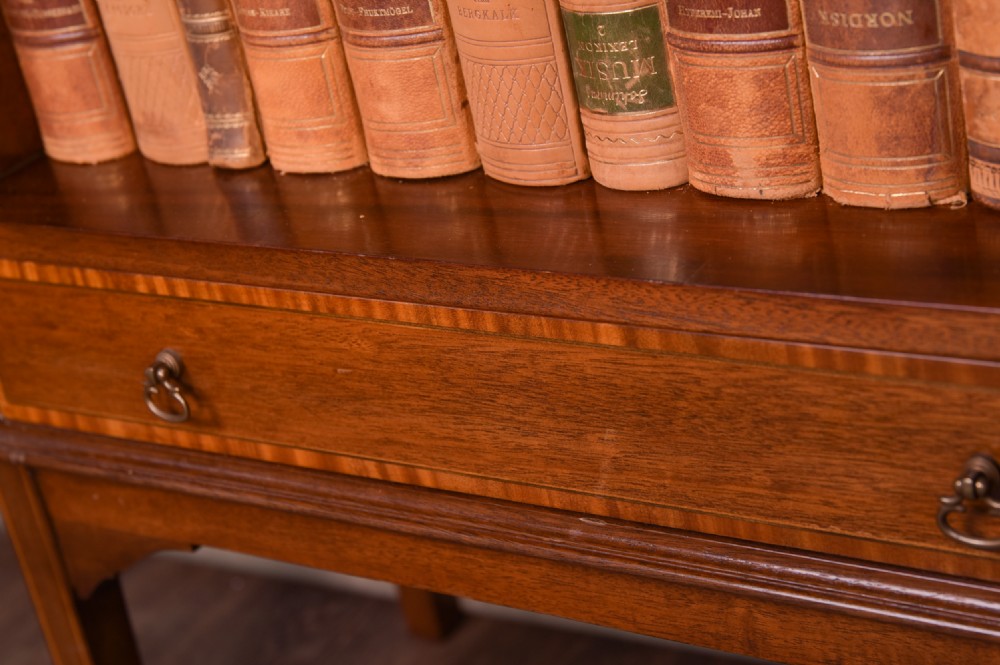 Neat Edwardian mahogany waterfall bookcase  View XII