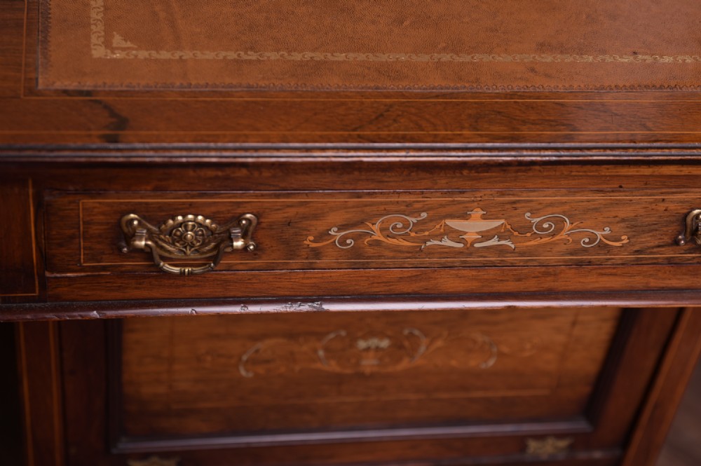 Unusual Edwardian Inlaid Rosewood Davenport  View II