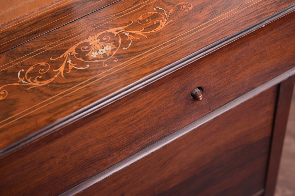 Unusual Edwardian Inlaid Rosewood Davenport  View IV