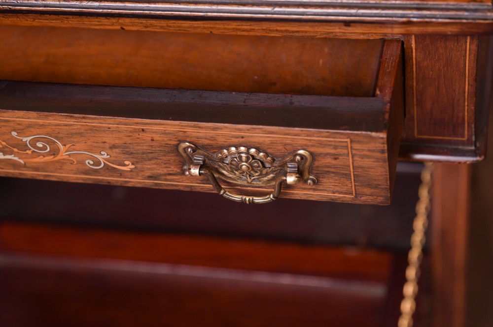 Unusual Edwardian Inlaid Rosewood Davenport  View XI