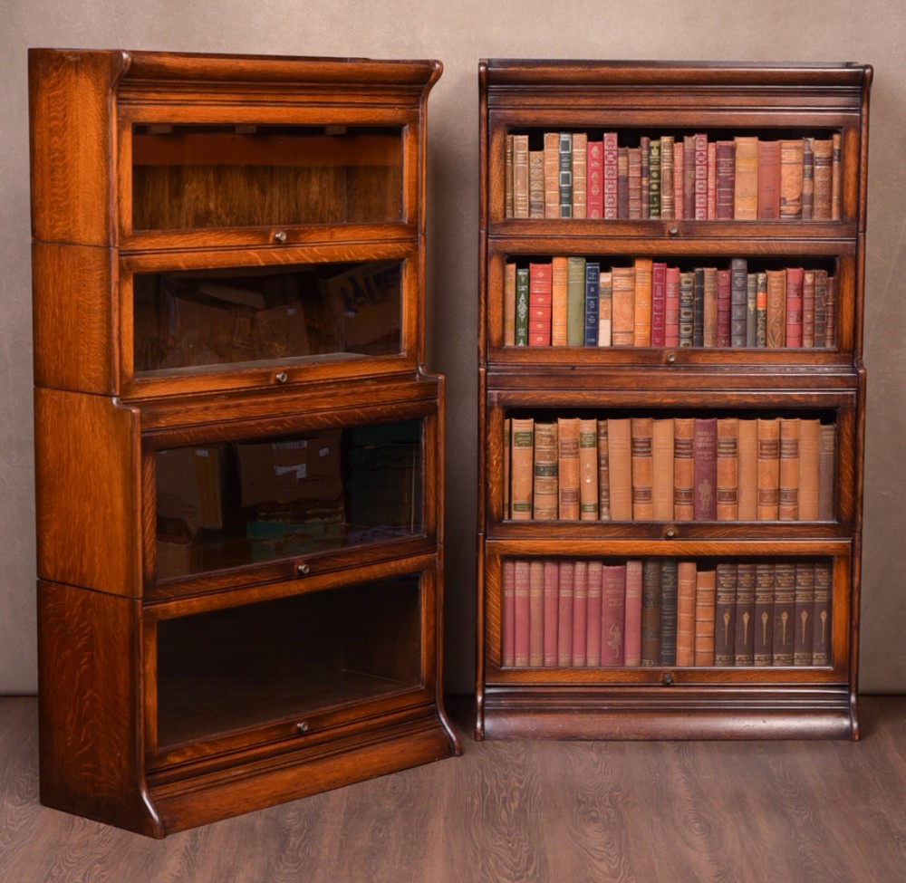 Pair of Oak sectional Barrister bookcases 