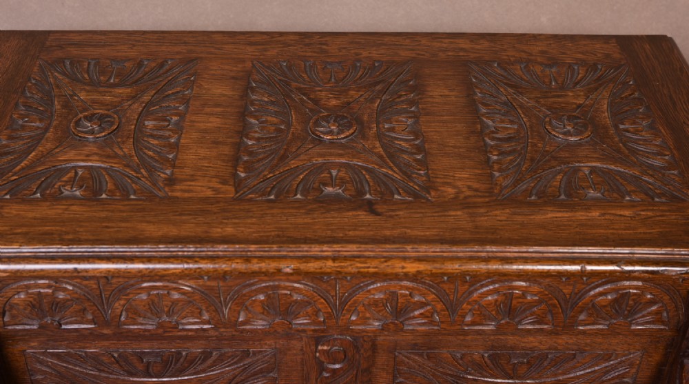 Carved oak Blanket storage box  View III