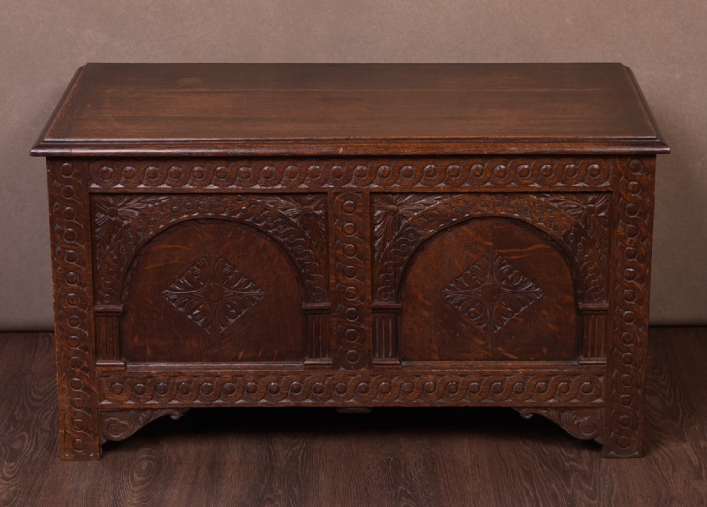 Carved oak Blanket storage box 