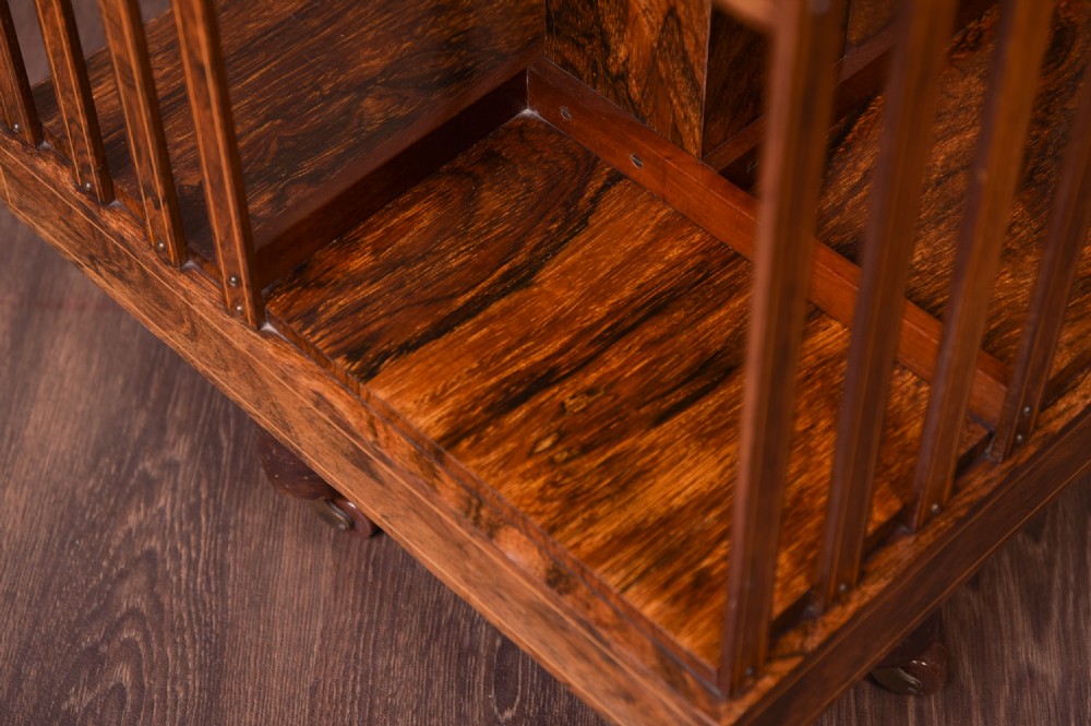 Fine Quality Edwardian inlaid Rosewood Revolving bookcase  View XIII