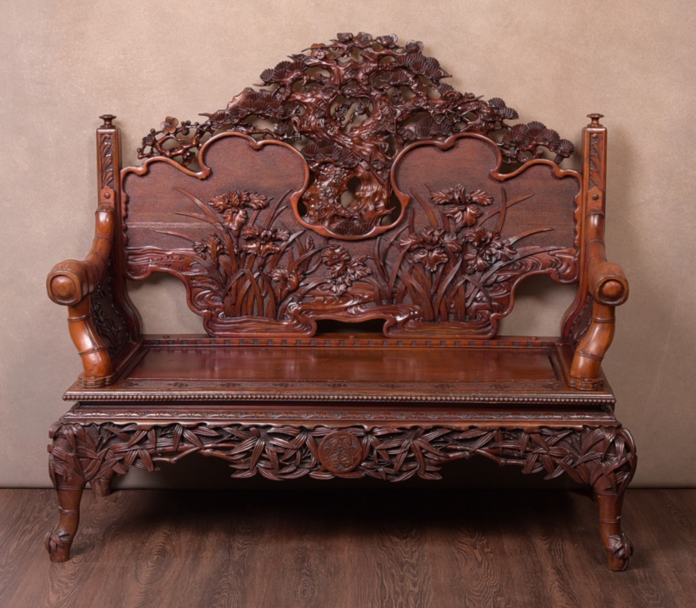 Superb Japanese carved Bench