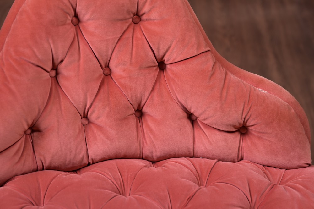 Victorian deep buttoned upholstered Parlour chair  View XII