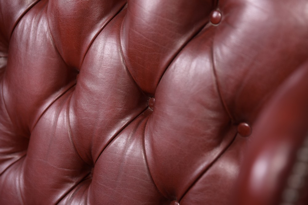 Edwardian Pair of leather Chesterfield wing back chairs  View VIII