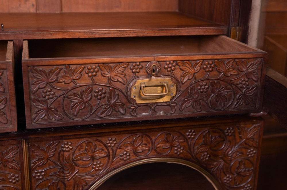Superb carved colonial wood 2 part Cabinet View XXV
