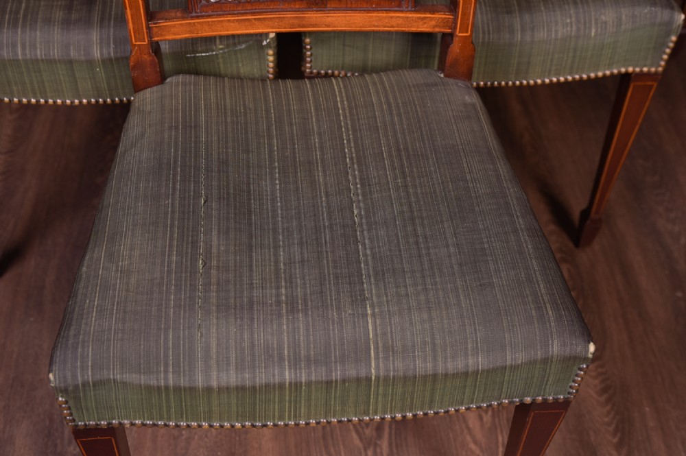 Set of 6 Edwardian Inlaid Mahogany dining Chairs View II