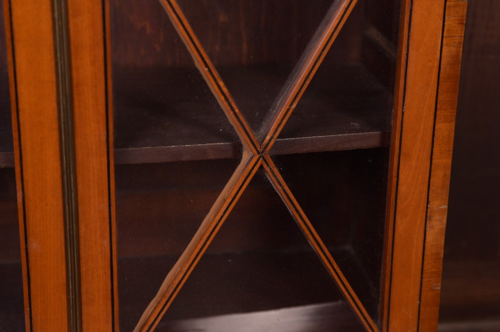 Edwardian Satinwood 2 part bowfront dwarf bookcase  View XI