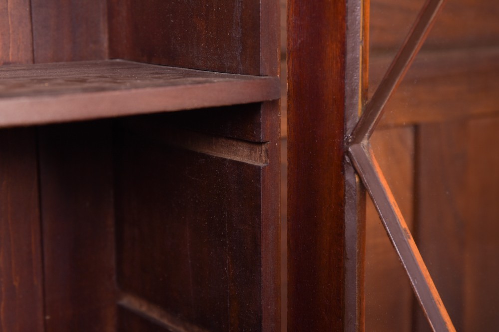 Edwardian Satinwood 2 part bowfront dwarf bookcase  View XV