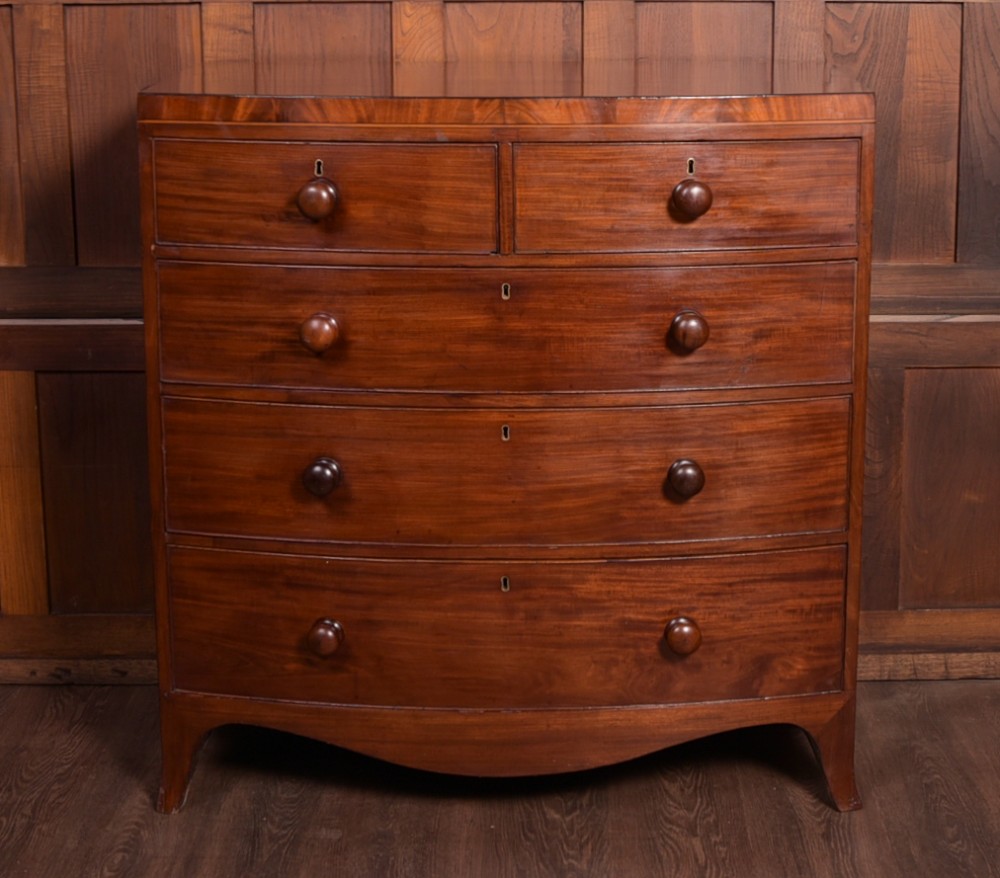 19th Century Bow front 2 over 3 chest of drawers 