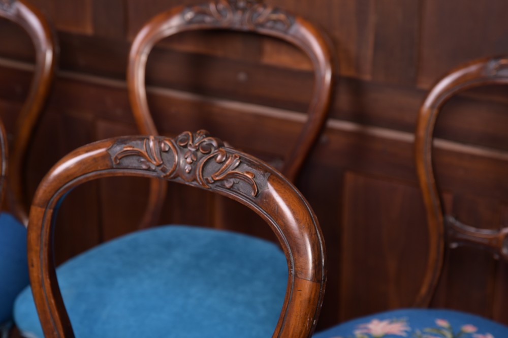 Fantastic set of 6 Victorian Walnut Balloon back dining chairs  View VIII