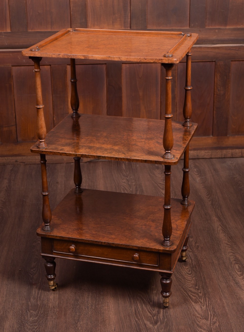 Victorian Burr Walnut 3 tier whatnot 