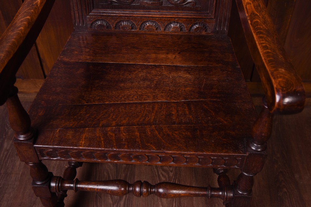 19th Century Carved oak arm chair  View XI