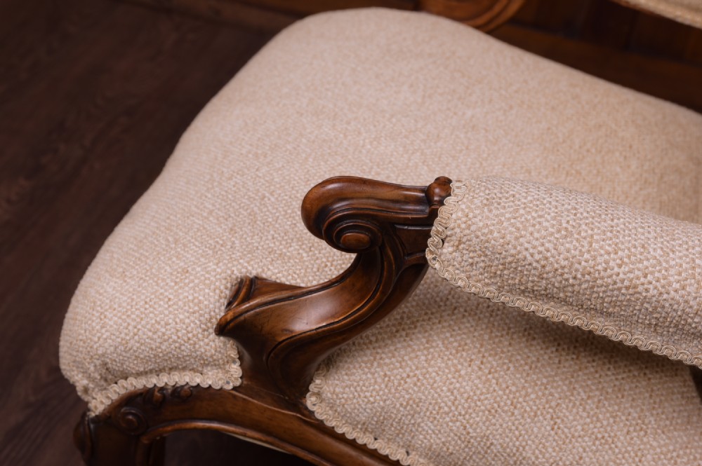 Wonderful shape Victorian walnut arm chair View IX
