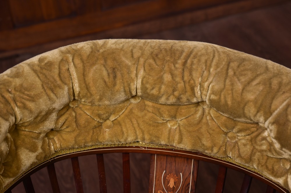 Edwardian inlaid Rosewood tub chair  View II