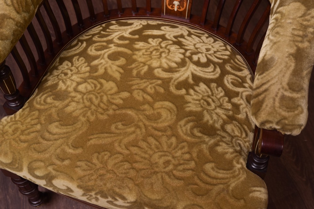 Edwardian inlaid Rosewood tub chair  View III