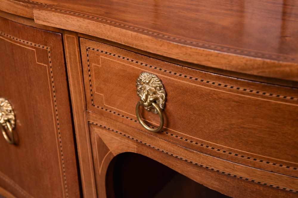 Neat proportioned Edwardian inlaid Mahogany sideboard View II