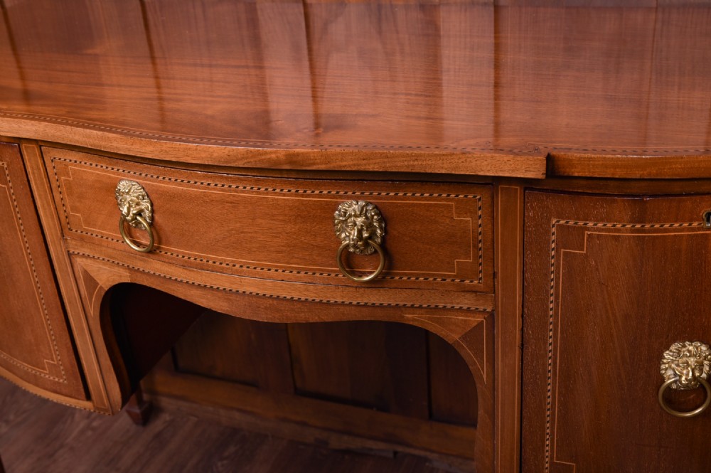 Neat proportioned Edwardian inlaid Mahogany sideboard View III