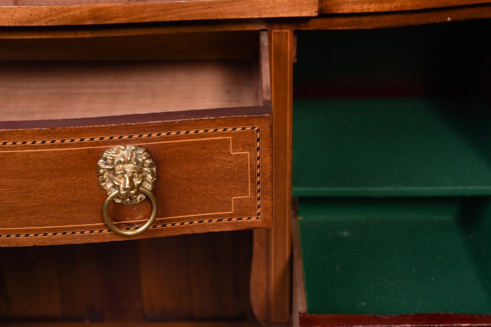 Neat proportioned Edwardian inlaid Mahogany sideboard View IX