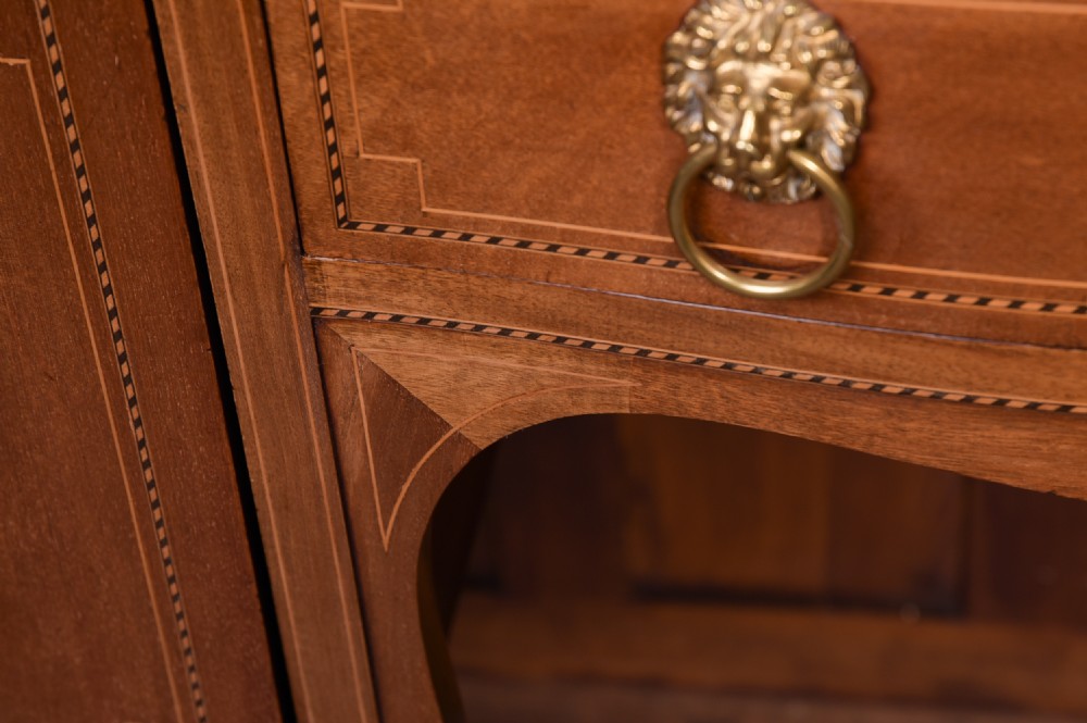 Neat proportioned Edwardian inlaid Mahogany sideboard View XIV