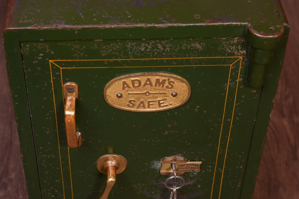 Edwardian steel Adams safe with key  View III